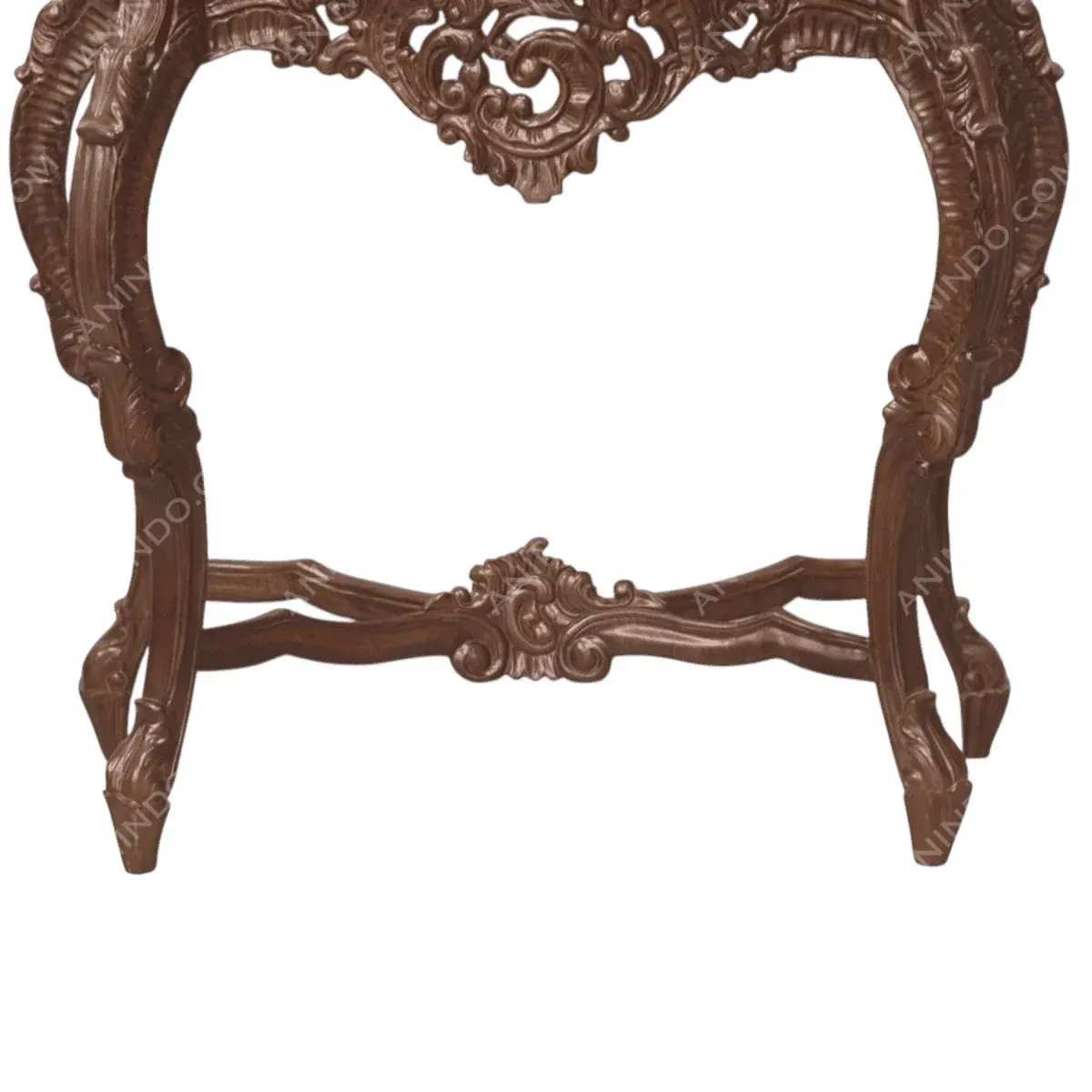 Intricate wooden furniture leg with decorative design.
