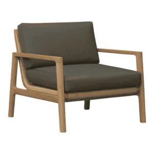 Modern wooden chair with dark cushions