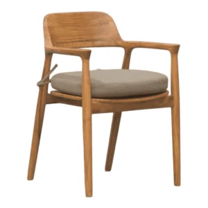 Stylish wooden chair with a cushioned seat.