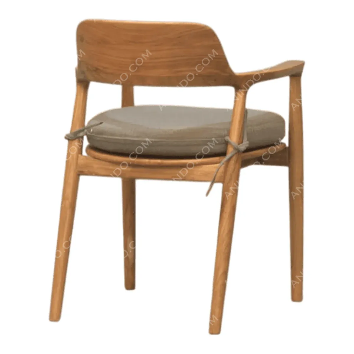 Stylish wooden chair with padded seat.