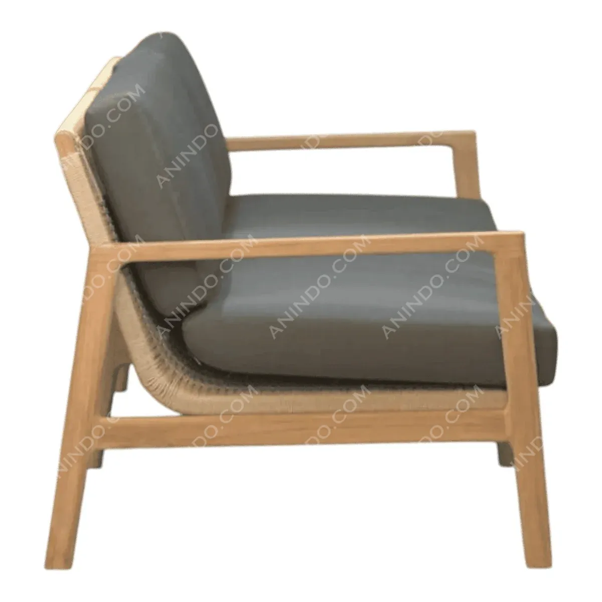 Modern wooden chair with gray cushions