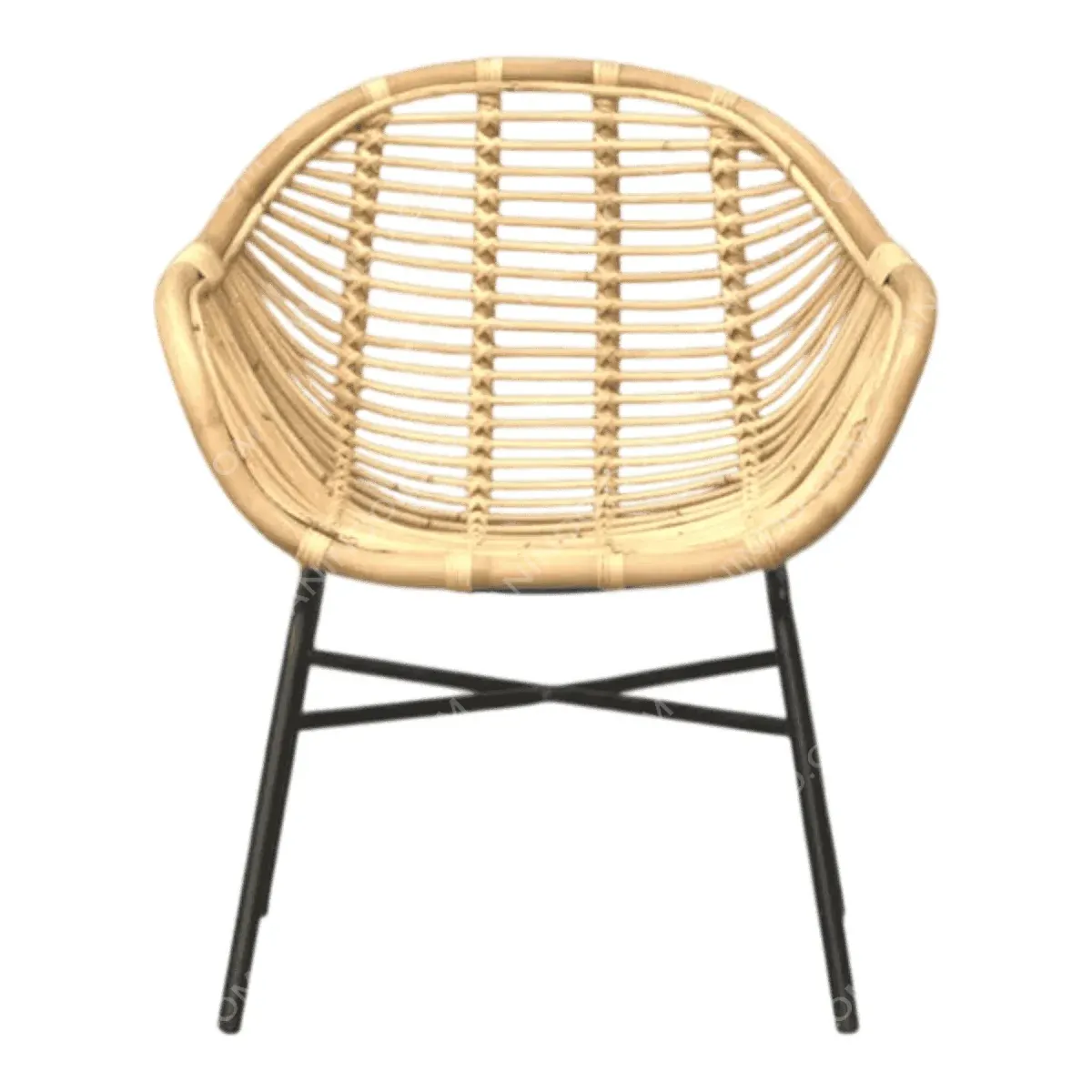 Stylish rattan chair with black metal legs