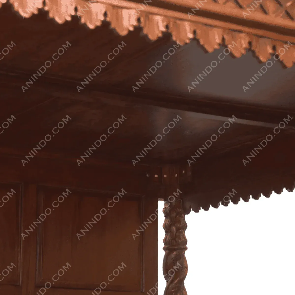Intricately designed wooden ceiling with ornate carvings.
