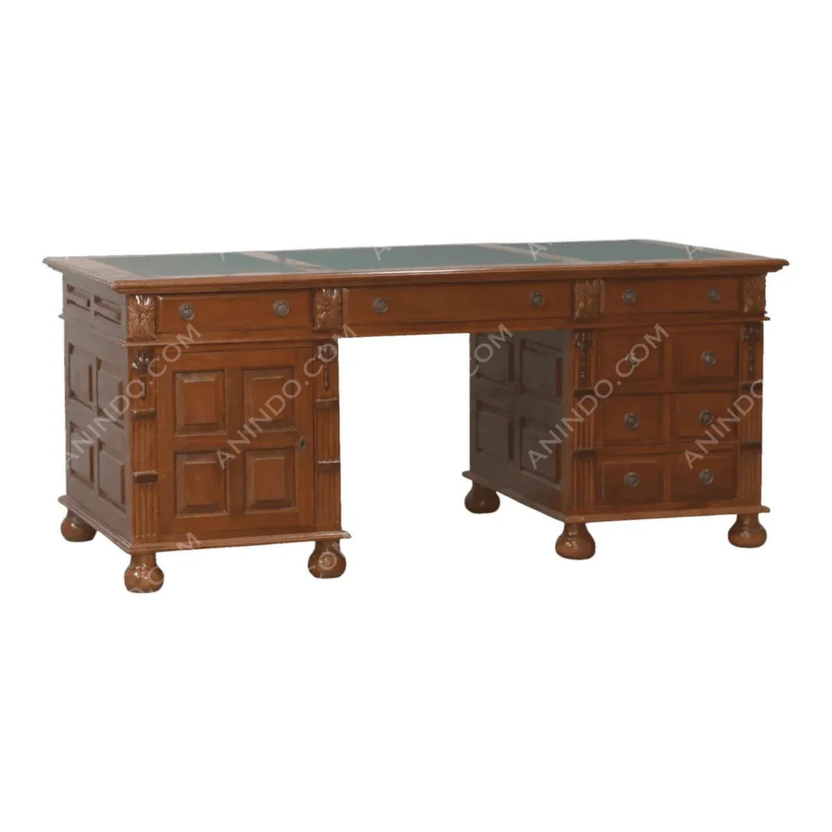 Elegant wooden desk with multiple drawers