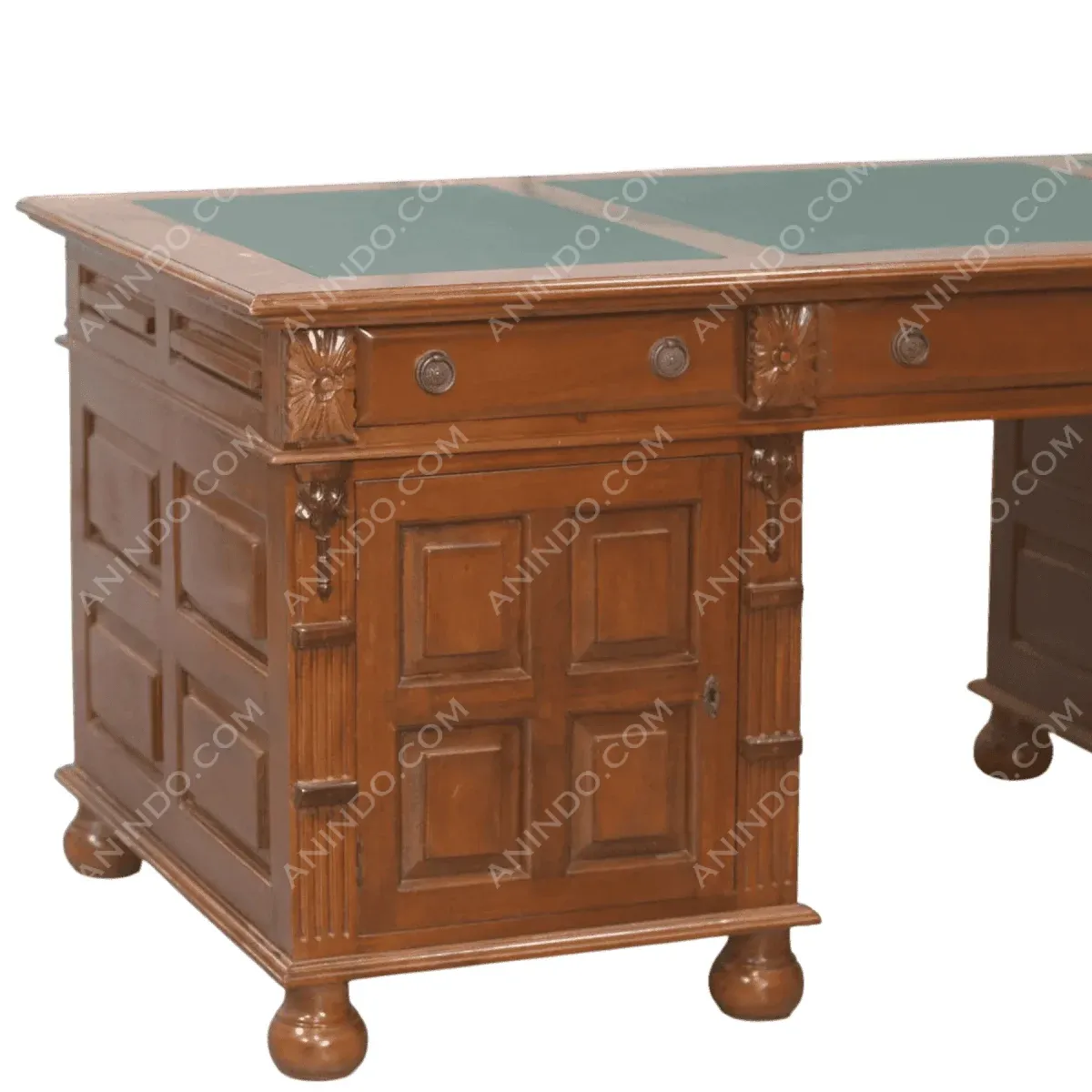 Vintage wooden desk with intricate carvings