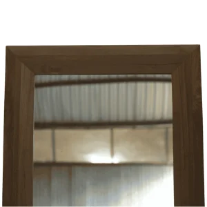 Close-up of a wooden framed mirror