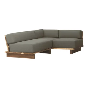 Modern grey sectional sofa with wooden frame