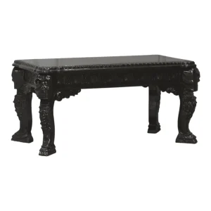 Elegant black decorative table with intricate carvings