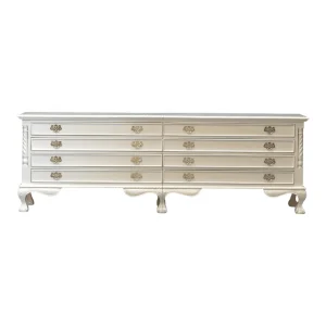 Elegant white dresser with ornate handles
