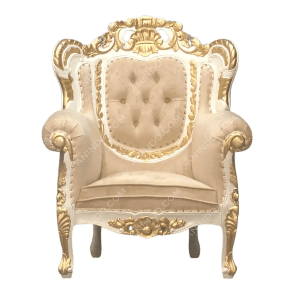 Elegant tufted armchair with gold detailing