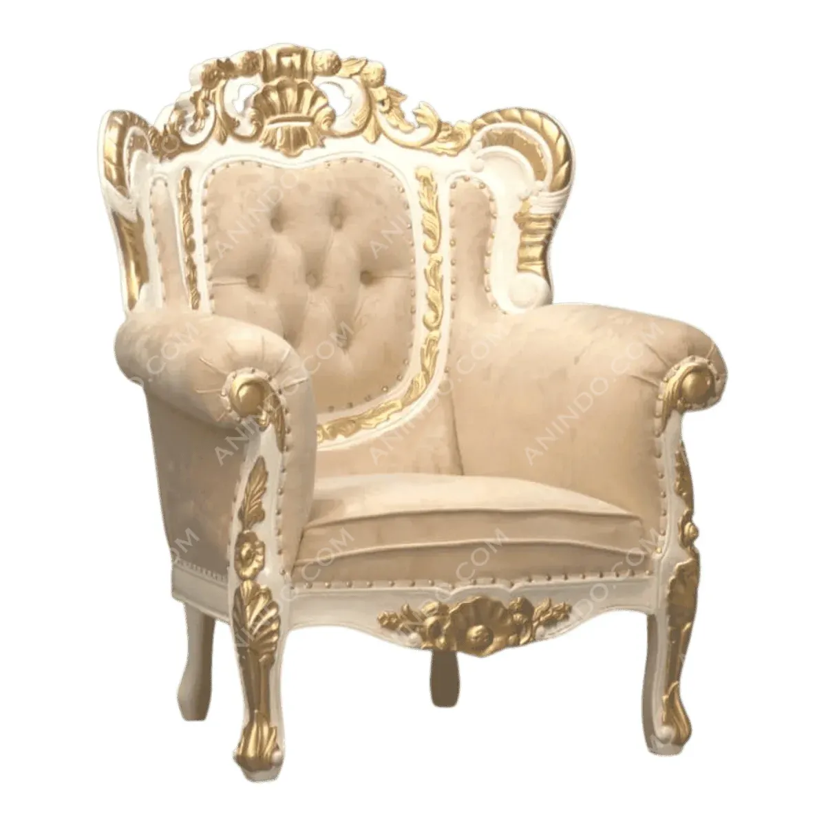Elegant gold and cream upholstered armchair