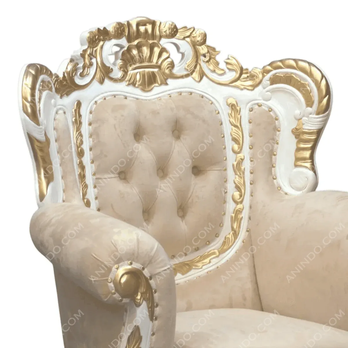 Elegant gold-accented vintage armchair design