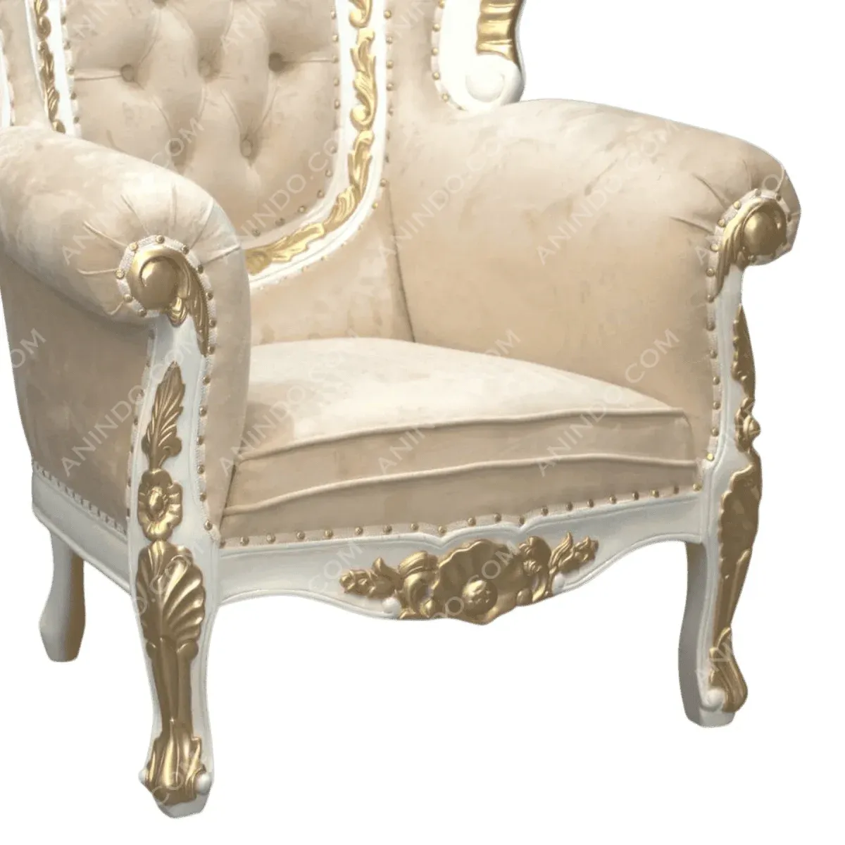 Elegant vintage chair with gold accents.