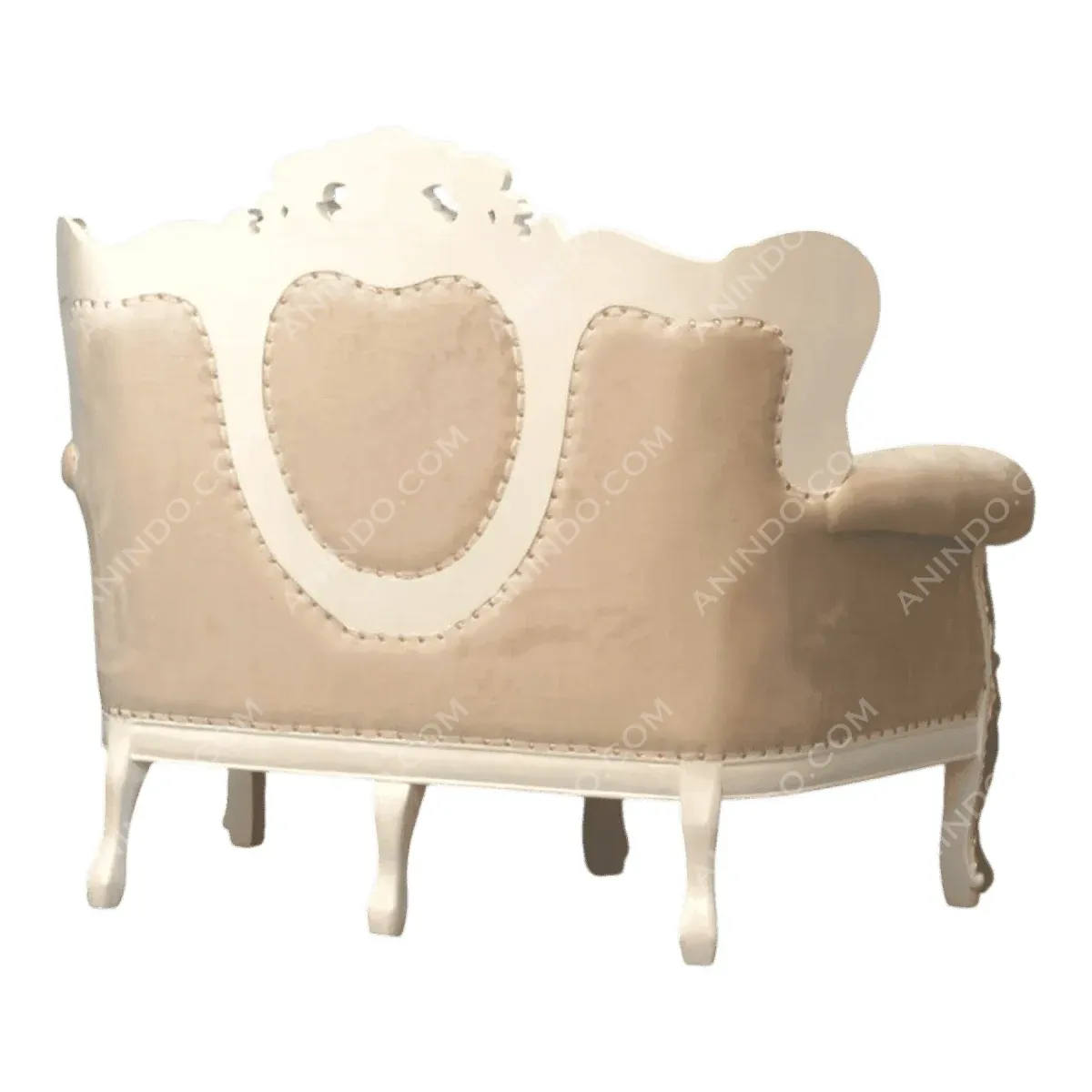 Elegant beige vintage-style sofa from the back