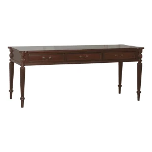 Elegant wooden table with drawers and decorative legs