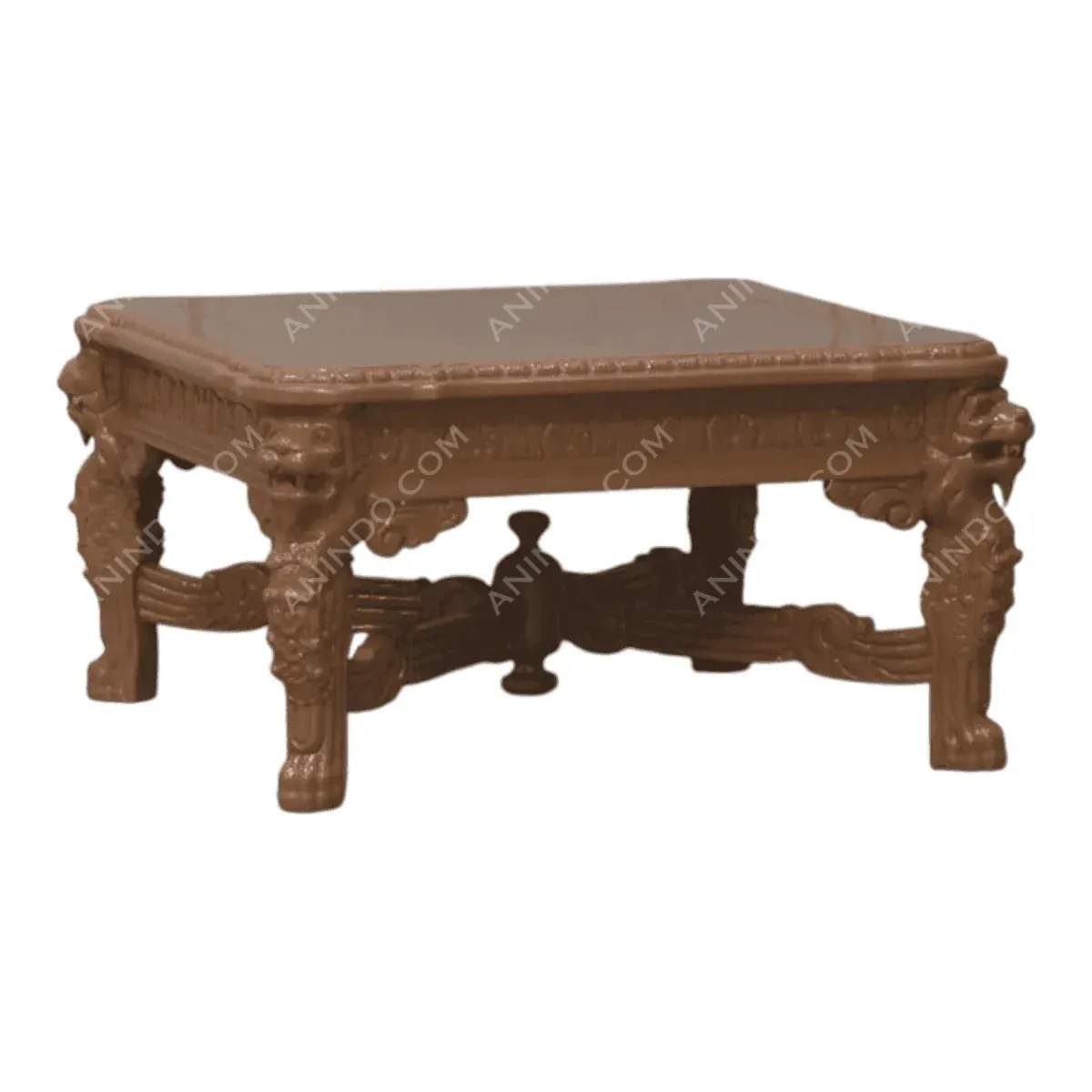 Elegant wooden table with intricate carvings.