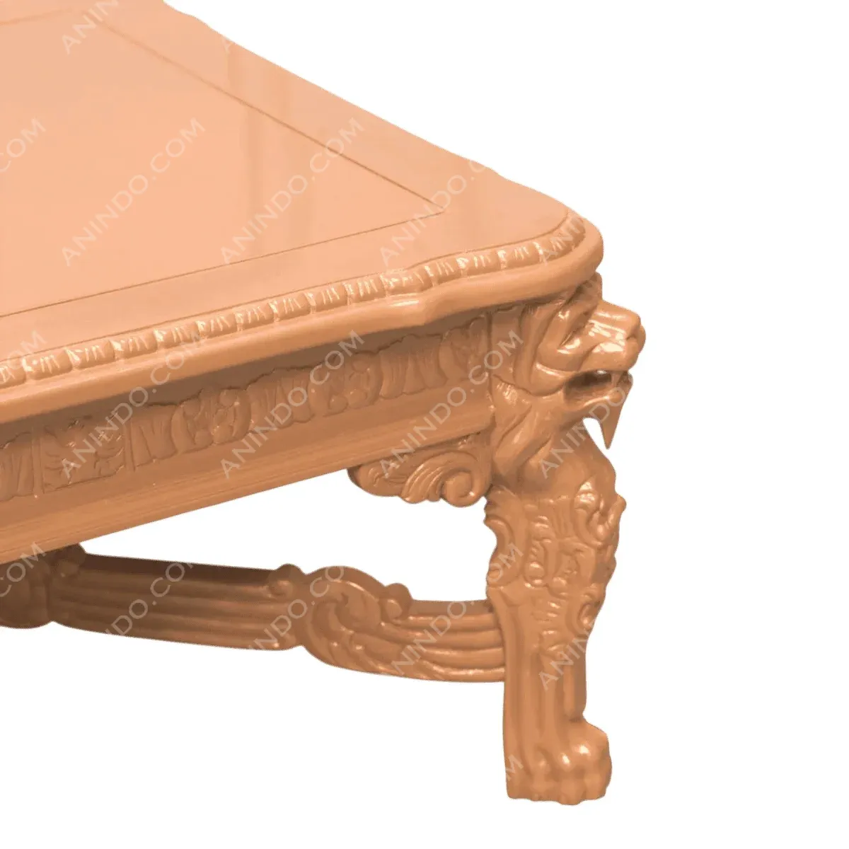 Ornate vintage coffee table with lion legs.