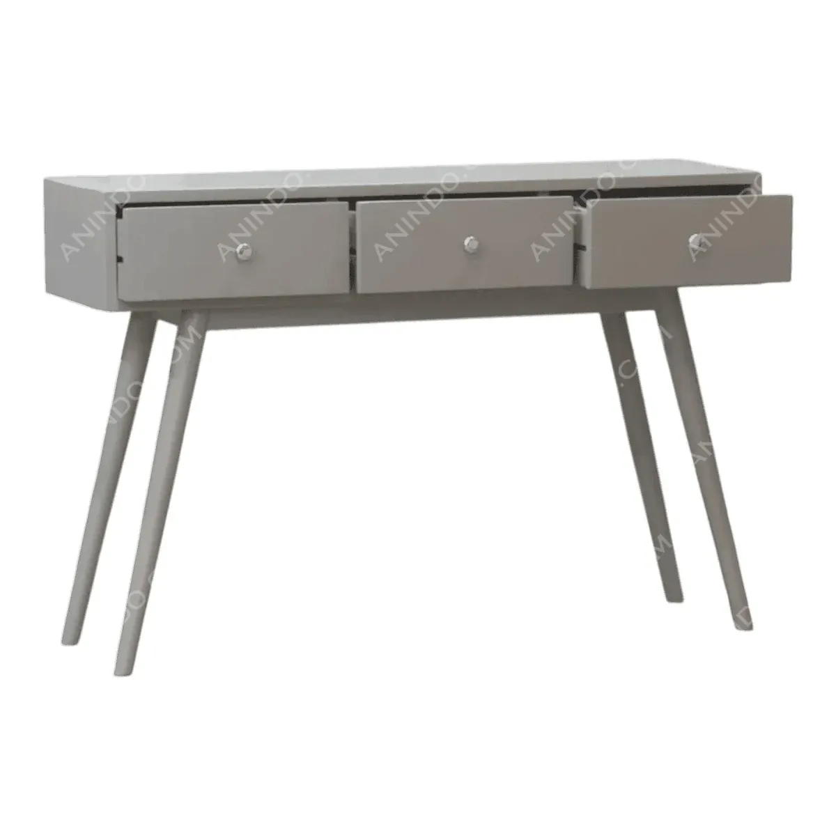 Modern gray console table with three drawers