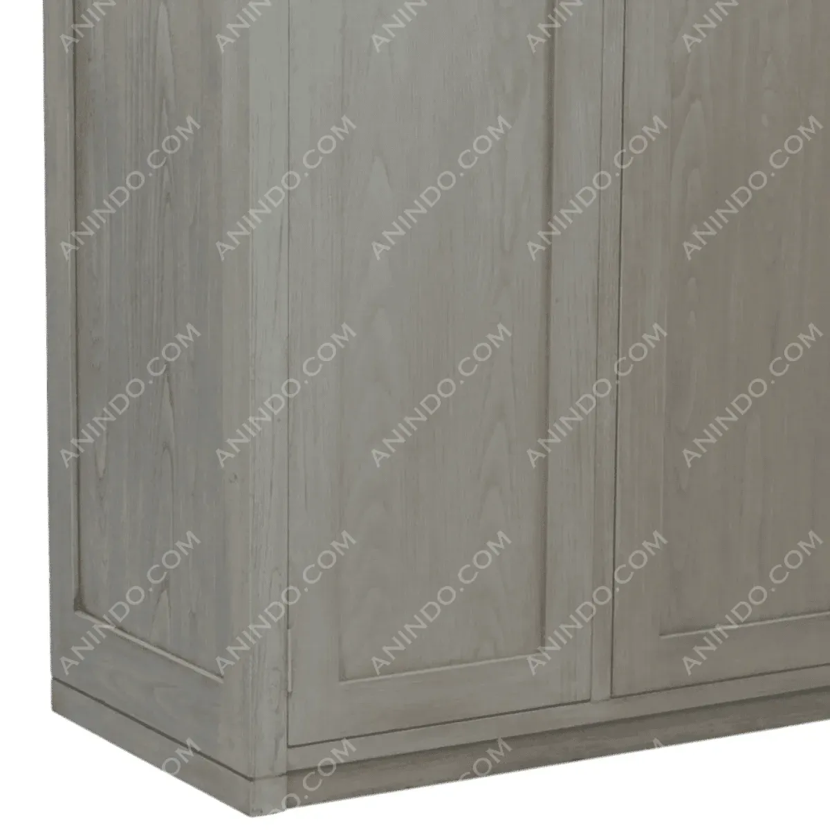 Close-up of a light gray wooden cabinet