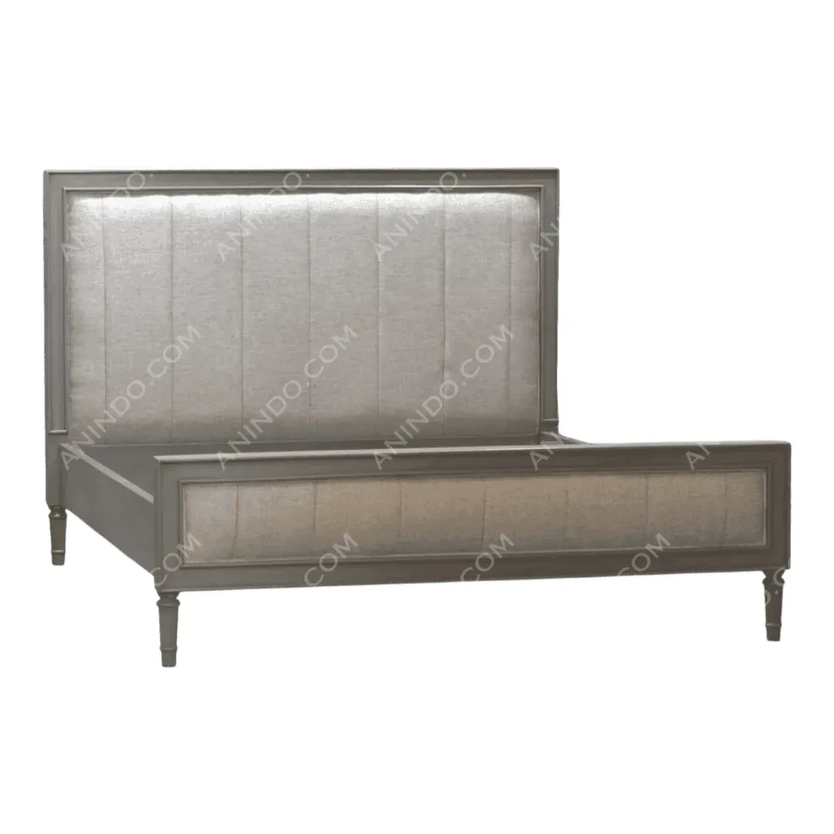 Stylish upholstered bed frame with headboard.