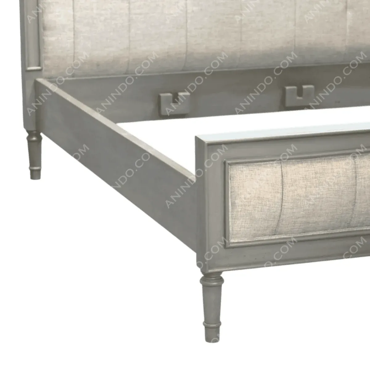 Elegant bed frame with upholstered headboard