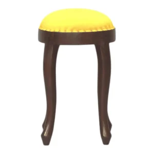 Wooden stool with a yellow cushioned top
