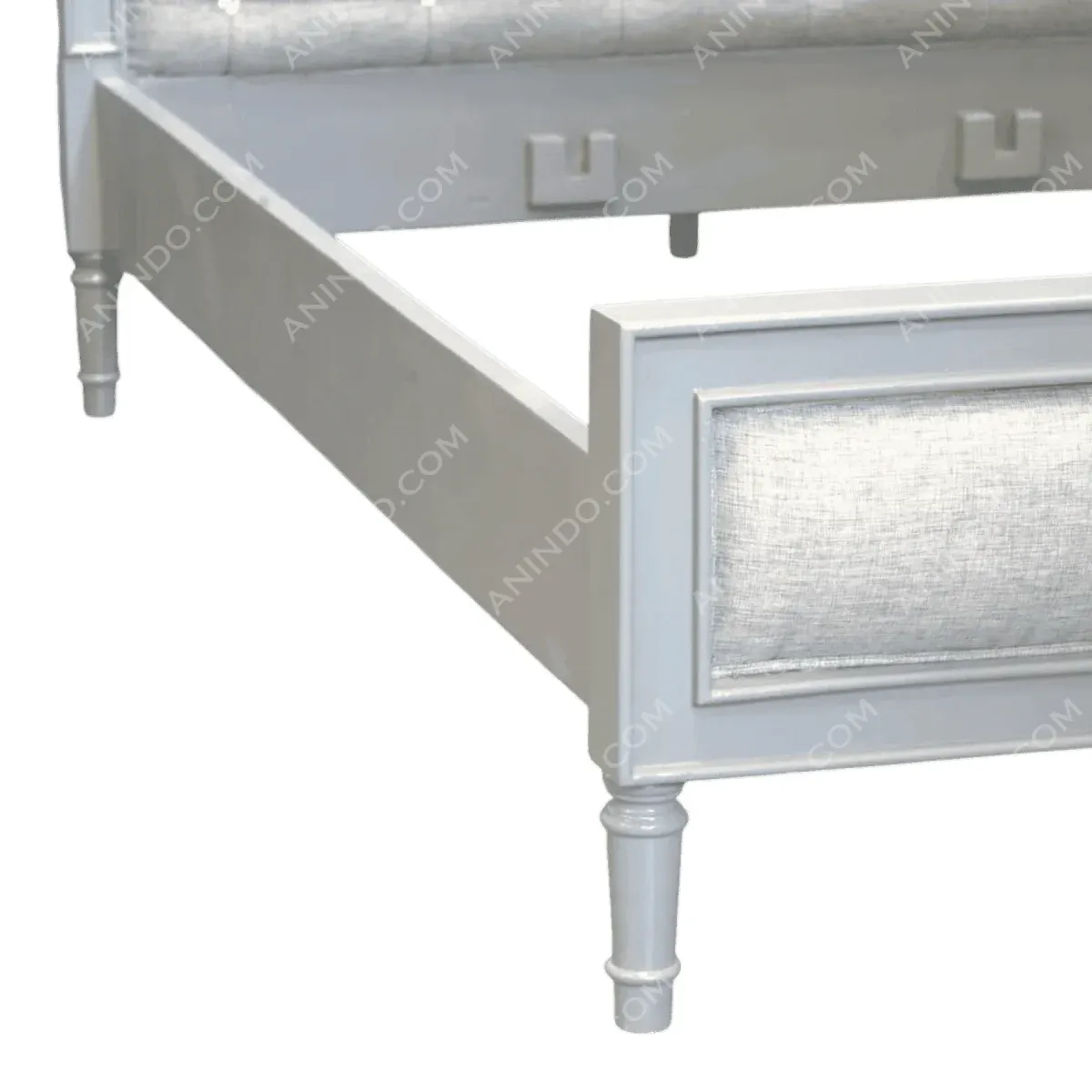 Elegant white bed frame with tufted headboard.