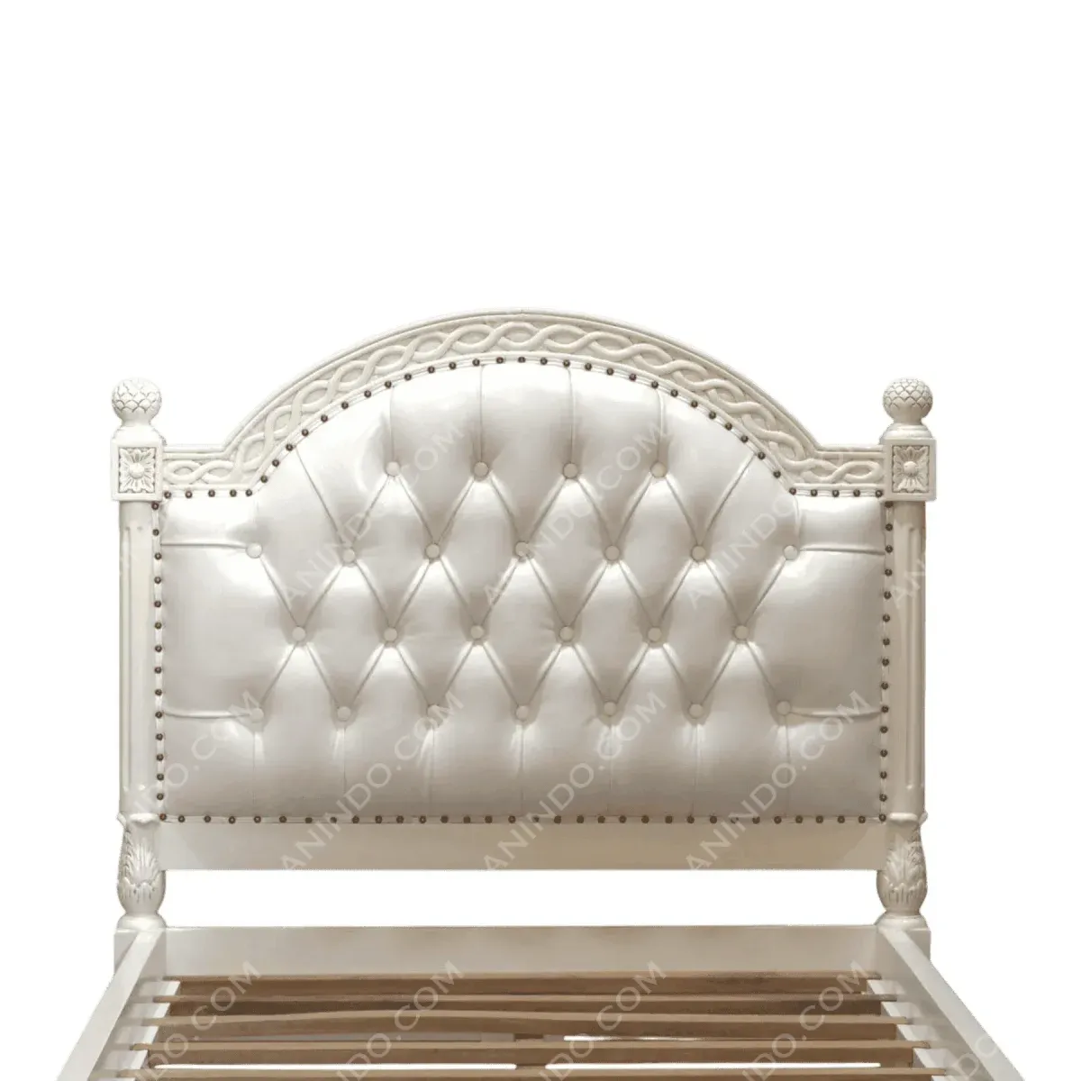 Elegant tufted white bed headboard design