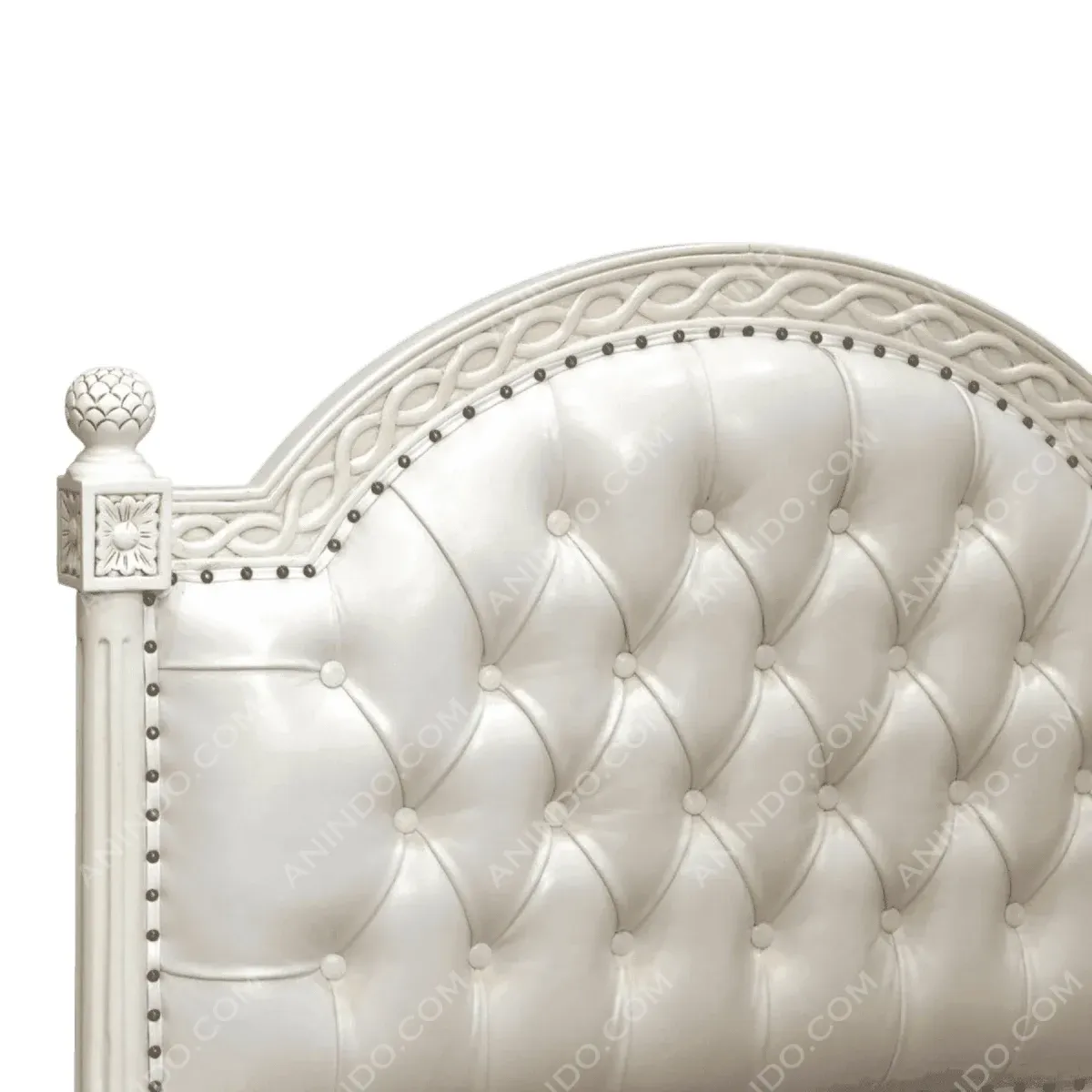 Elegant tufted white bed headboard design.
