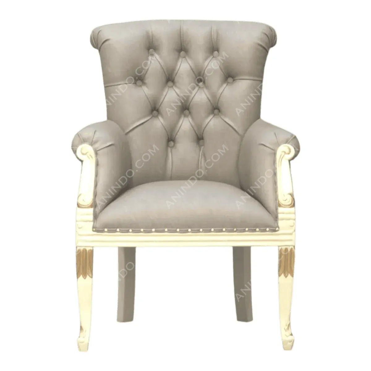 Elegant tufted armchair with cream-colored legs
