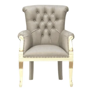 Elegant tufted armchair with cream-colored legs