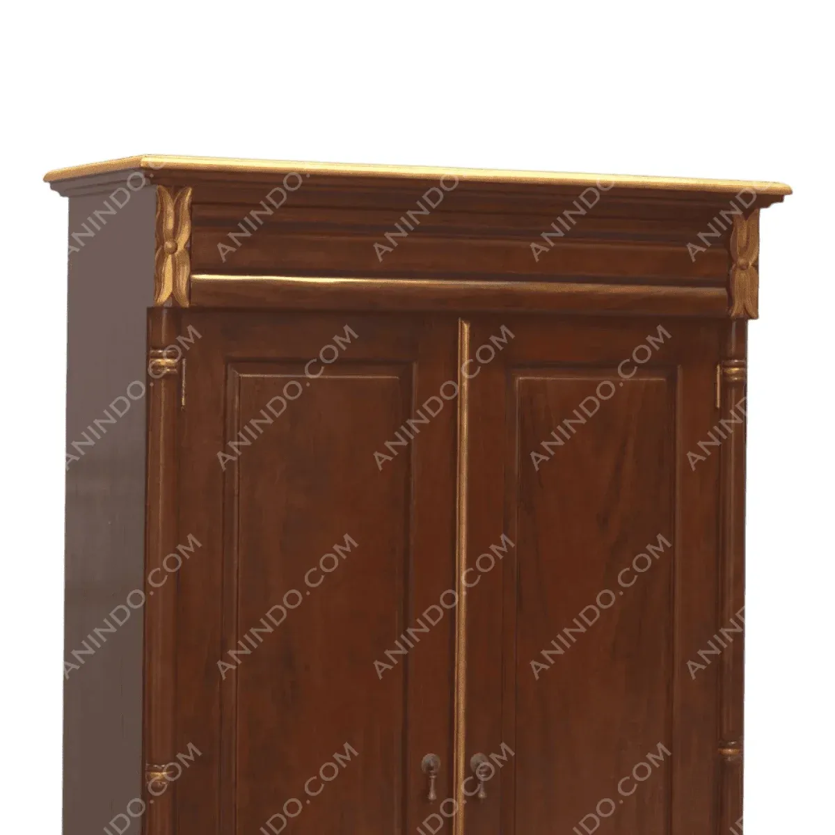 Elegant wooden cabinet with gold accents