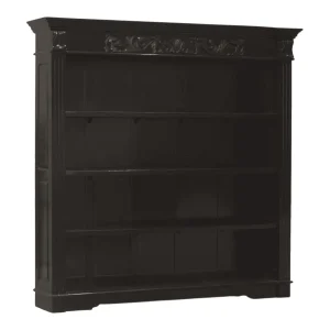 Black decorative bookshelf with multiple shelves
