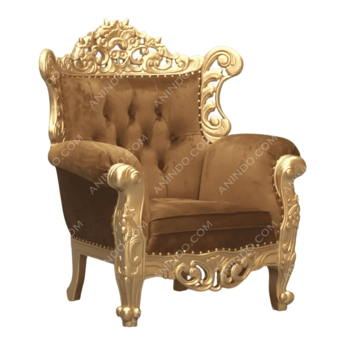Gilded Sovereign Velvet Armchair - Image 2
