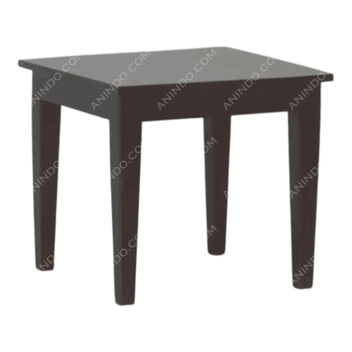 Simple black wooden table with four legs.