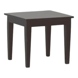 Simple black wooden table with four legs.