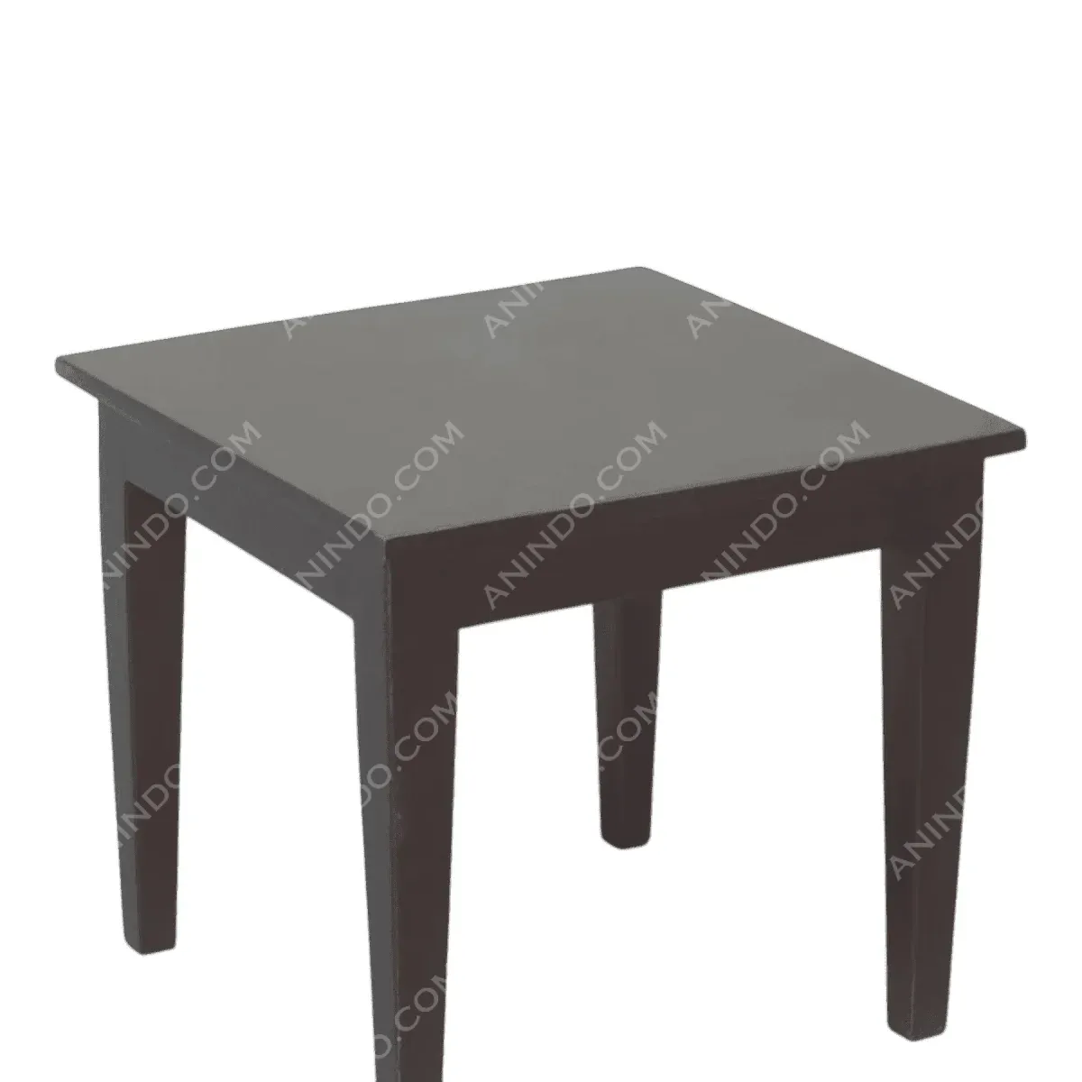 Simple black wooden square table with four legs.