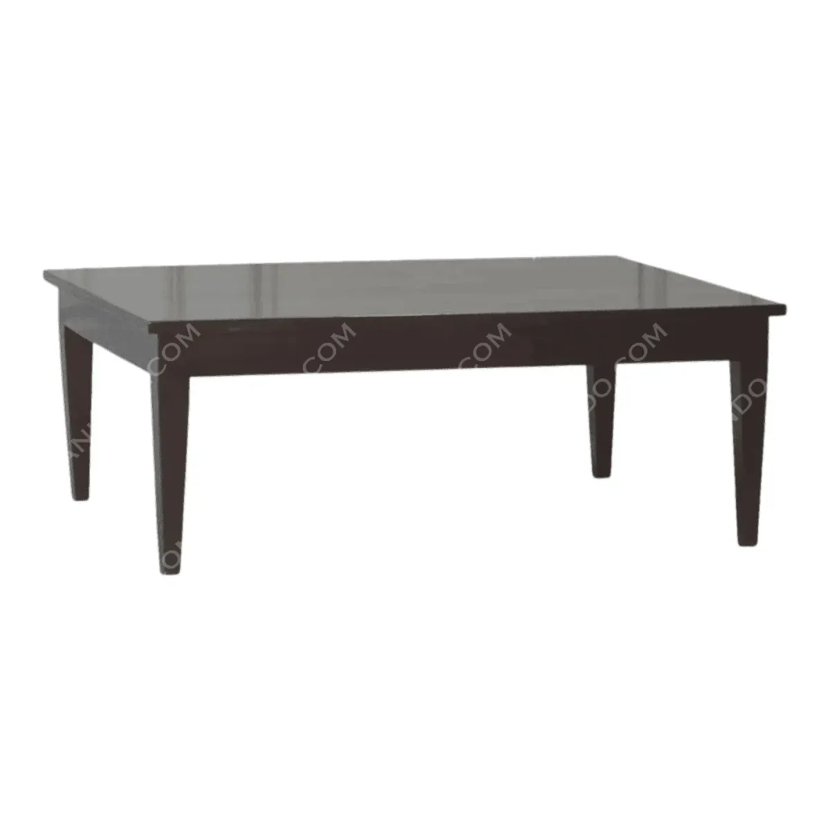 Dark wood coffee table with tapered legs