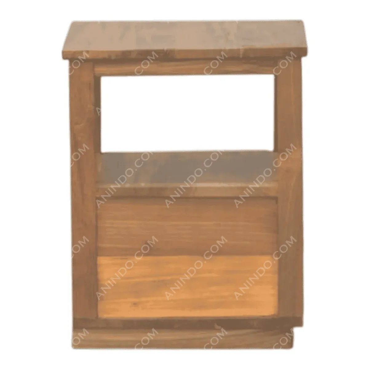 Wooden side table with open shelf design