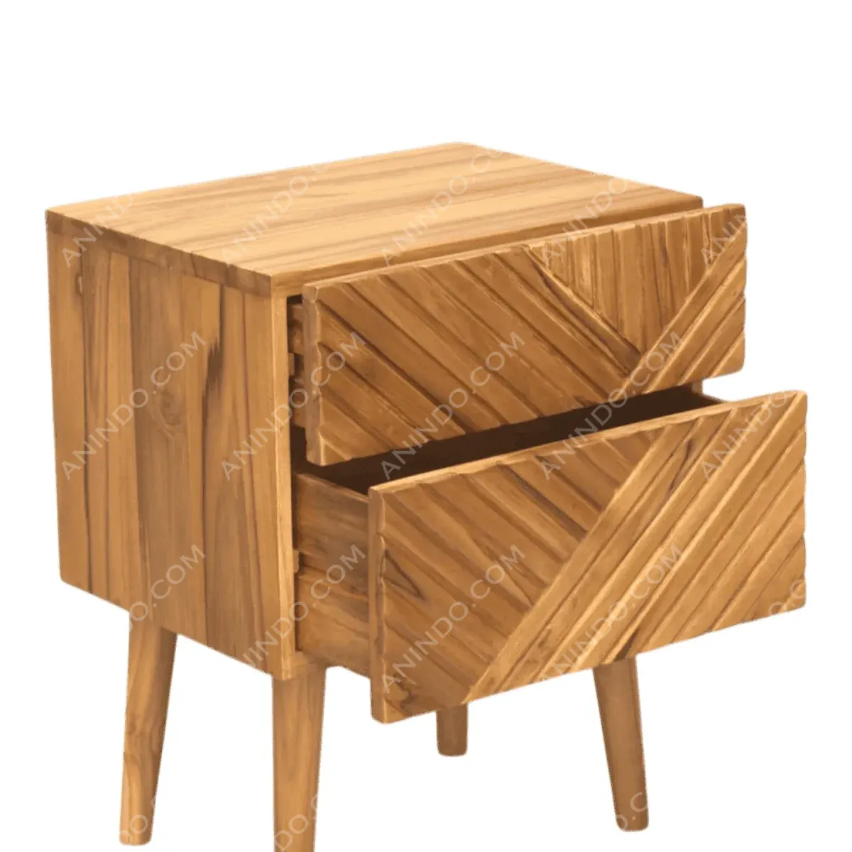Stylish wooden nightstand with two drawers.