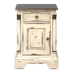 Vintage wooden nightstand with drawer and door