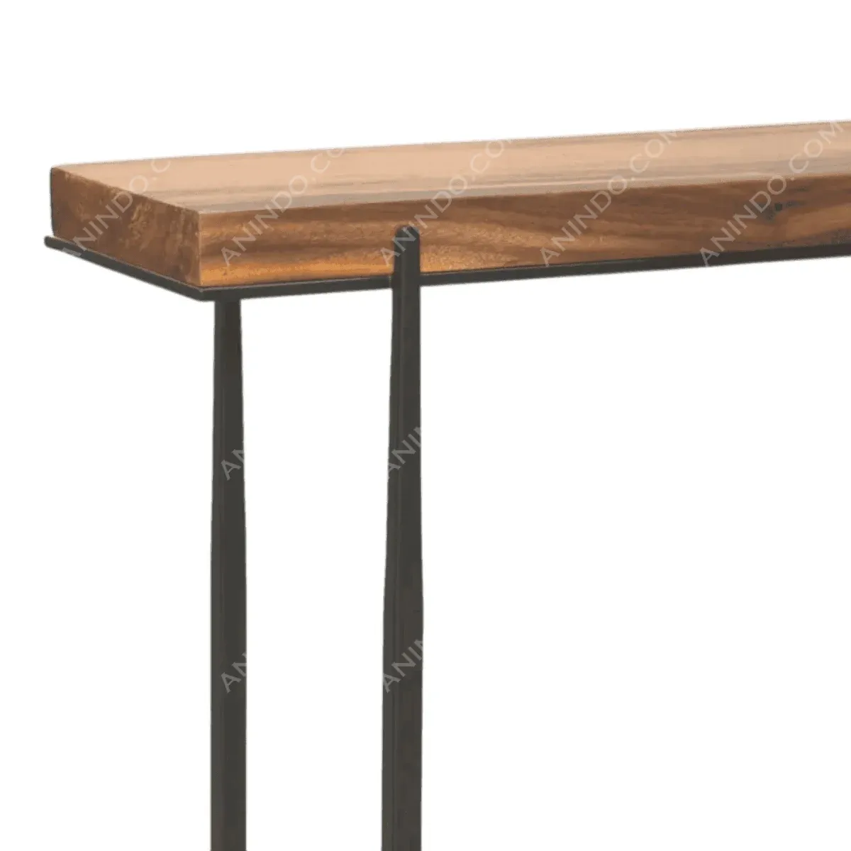 Wooden tabletop with black metal legs