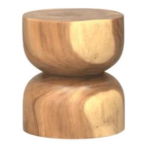 Stylish wooden stool with a unique design.