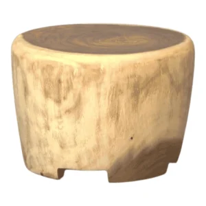 Natural wood stool with a round top