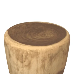 Round wooden table with natural wood finish