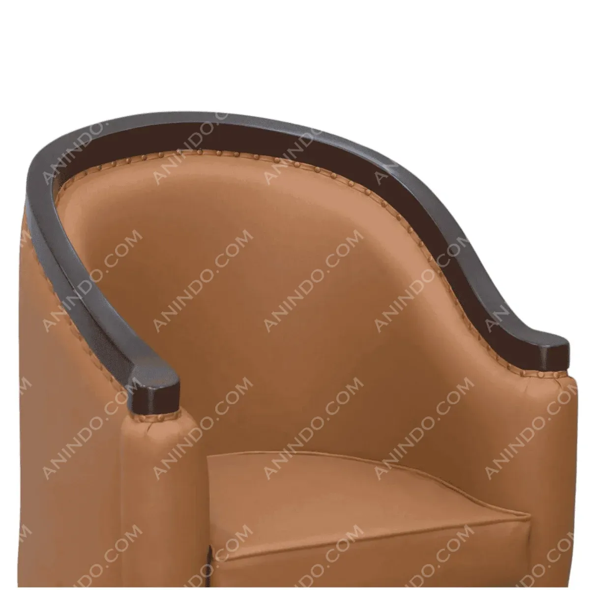 Contemporary brown upholstered accent chair detail