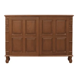 Wooden cabinet with ornate detailing and doors