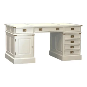 Elegant white desk with multiple drawers