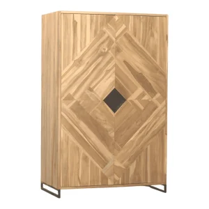 Stylish wooden cabinet with geometric patterns