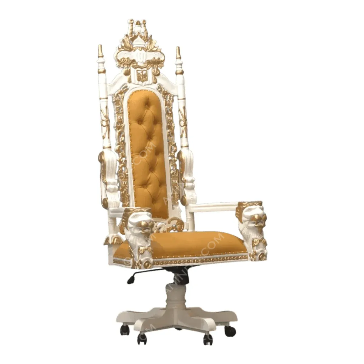Luxury golden and white ornate office chair